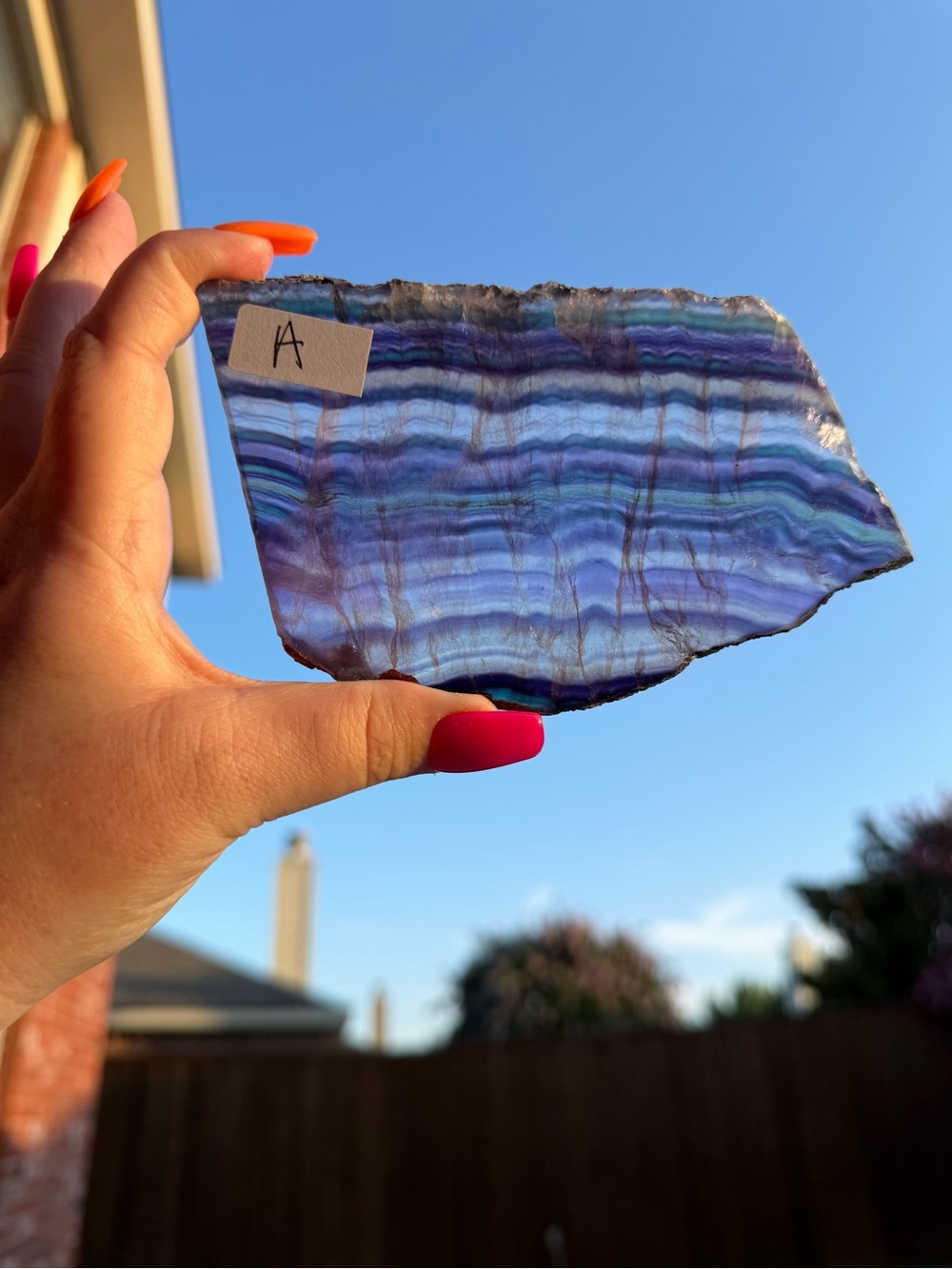 Blue & Purple Banded Fluorite Slab A